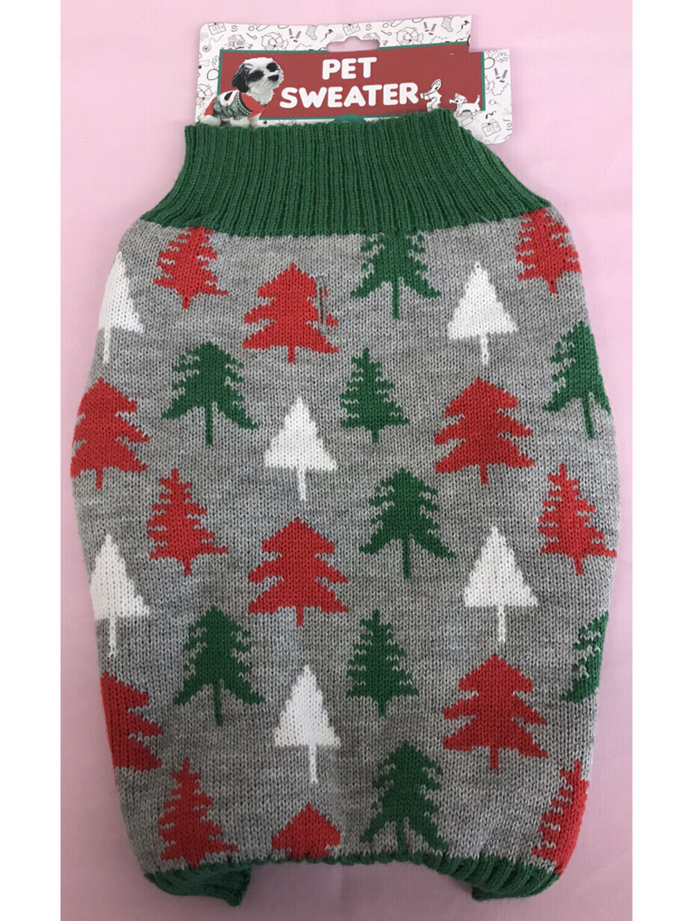 NEW, HOLIDAY CHRISTMAS TREES PET SWEATER, SIZE MEDIUM